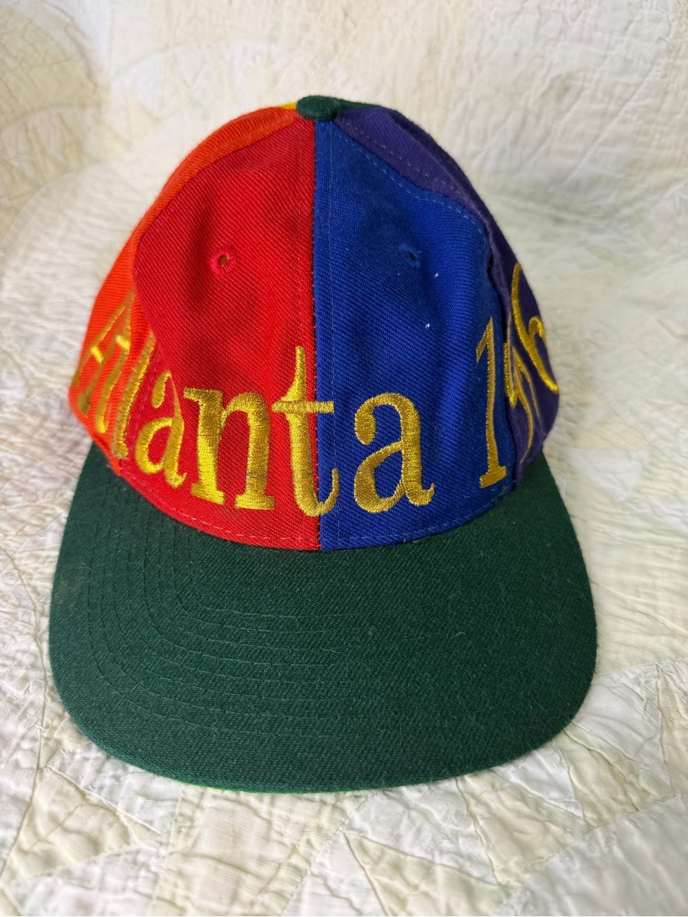 VTG 1996 Olympics Atlanta Colorblock Pinwheel Snapback Hat Cap Embroidered